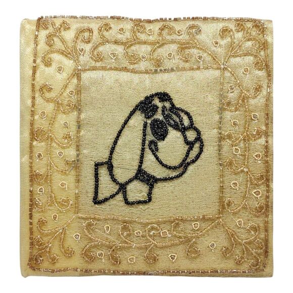 Handmade Handcrafted Seed Bead Decorated Dog Journal Sketchpad Scrapbook Notepad - Picture 1 of 11